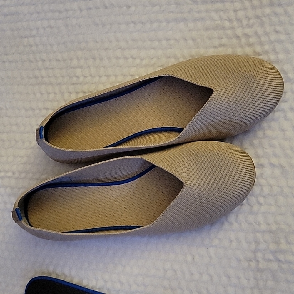 KBZone khaki ballet flats knit shoes mesh foldable stretch rubber sole 10 NEW…